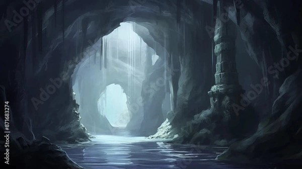 Fototapeta undersecave, adventurous, dwarves, exploring, mystical, creatures  Fantasy wallpaper, rpg  landscape