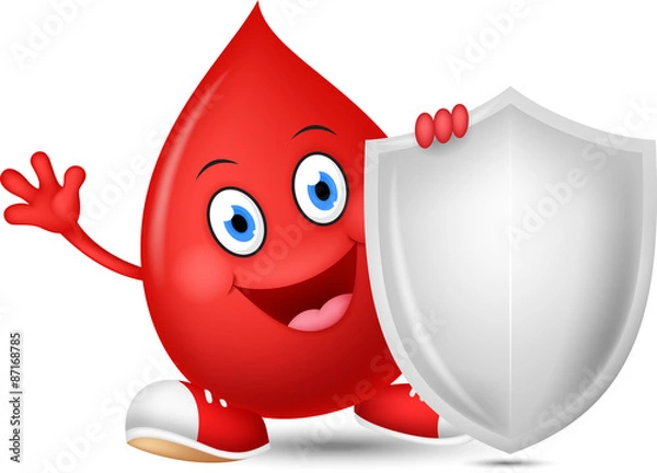 Obraz Happy blood cartoon with shield