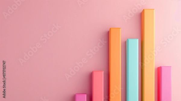 Obraz Bar charts with many colors going up and down for stock market investment or bright colorful banking charts 