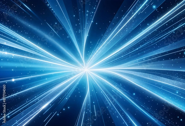 Obraz Radiant Azure Lines and Sparkling Particles Abstract