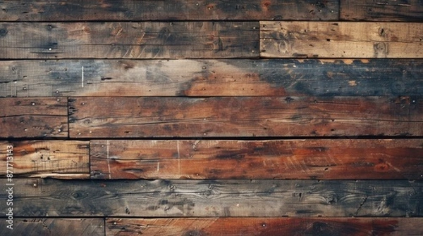 Fototapeta Retro style wooden backdrop with aged rustic elements for a vintage wall banner