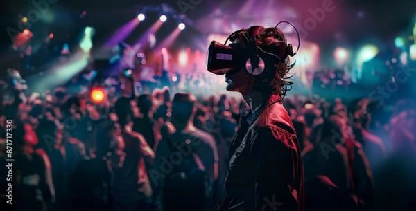 Fototapeta silhouette of a person in the night, silhouette of a person in a club, silhouette of a person, person dancing in nightclub