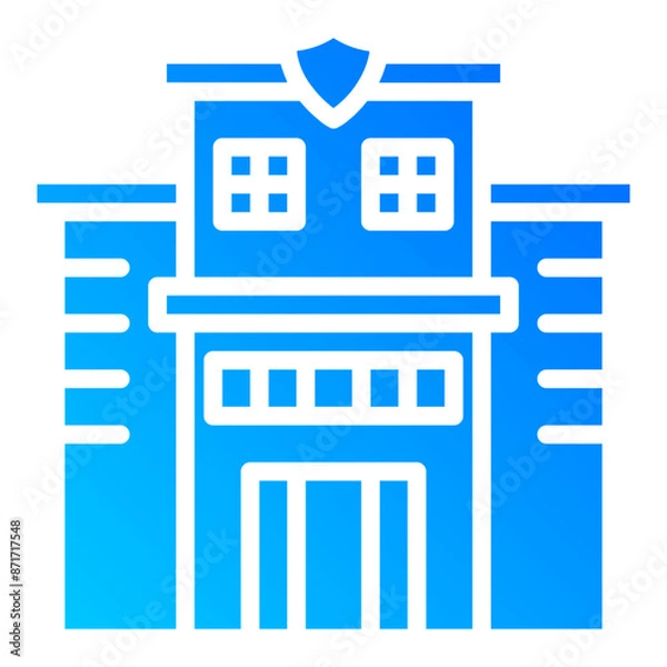 Fototapeta police station. vector single icon with a solid gradient style. suitable for any purpose. for example: website design, mobile app design, logo, etc.