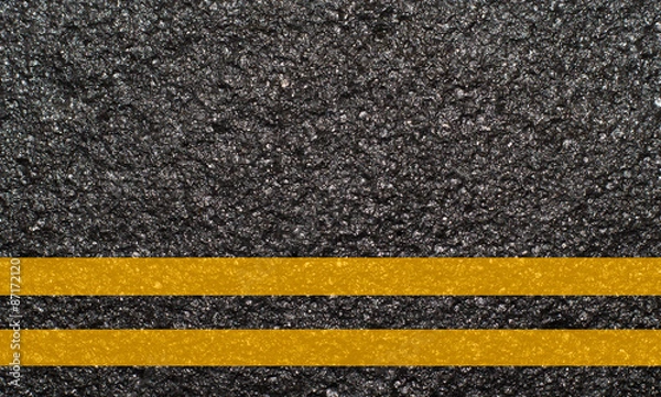 Obraz Double yellow line on asphalt texture