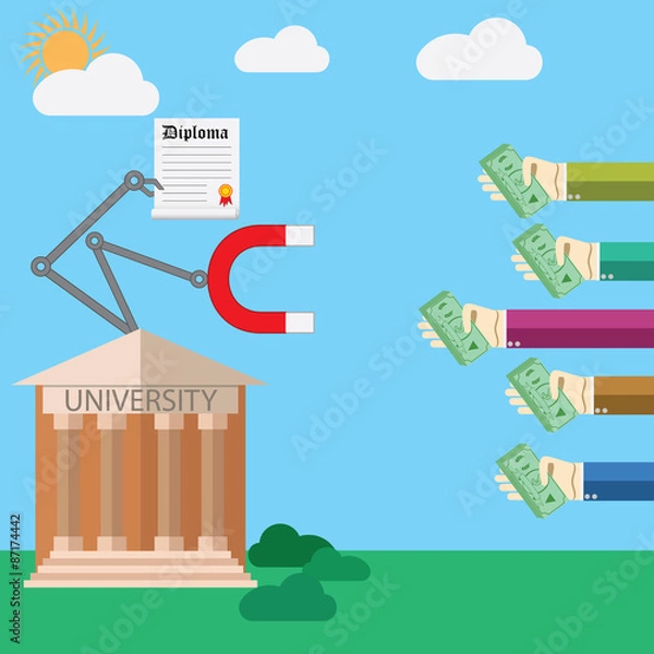 Obraz Flat design vector illustration concept for payed education proces