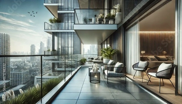 Obraz Contemporary Balcony with Modern Interior Design
