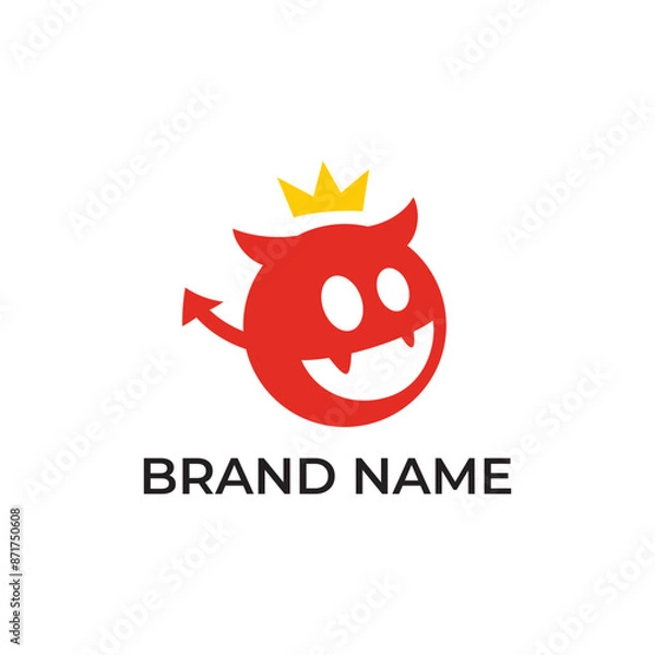 Fototapeta Fun playful devil logo vector for gaming recreation brand