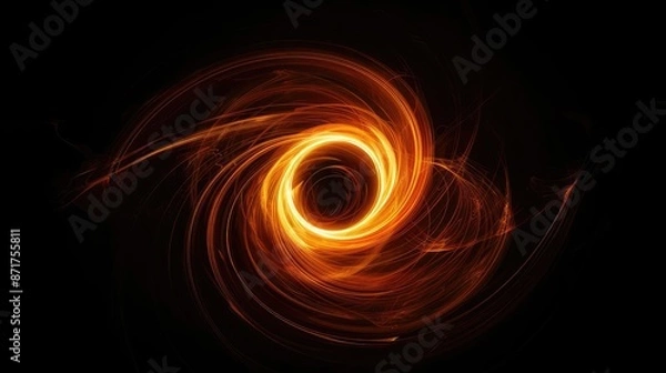 Fototapeta Black Hole Accretion Disks, A stunning, minimalist image of an abstract, glowing orange shape against a black background, reminiscent of a celestial body or portal