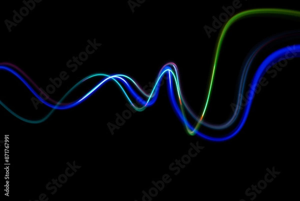 Fototapeta Abstract technology banner design. Digital neon lines on black background. High quality photo