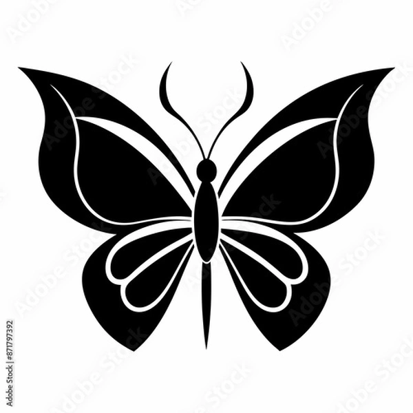 Obraz Butterfly logo icon black shape white background