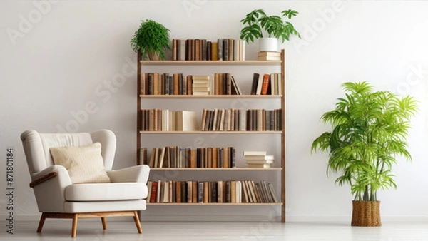 Obraz Chic Reading Corner: Bright Interior with Armchair and Books