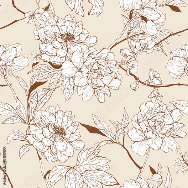 Obraz Seamless floral design. Backdrop flowers pattern.