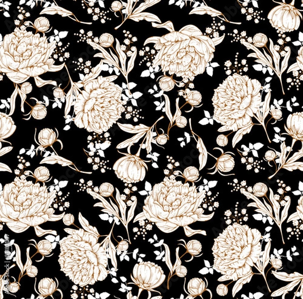 Obraz Seamless floral design. Backdrop flowers pattern.