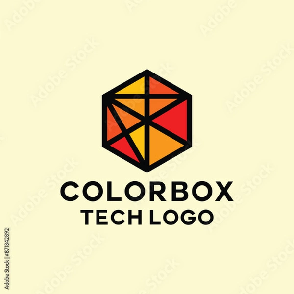 Fototapeta Color Box Logo Colorful Vector, Monoline Abstract Moon Icon Symbol, Modern Emblem Creative Vintage Graphic Design