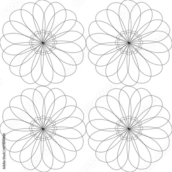 Fototapeta tattoo, linear, healthy, bouquet, spring, season, icon, poster, logo, shape, collection, set, style, tax, fabric, art deco, art, backdrop, background, bauhaus, design, flat, flower, illustration, vect