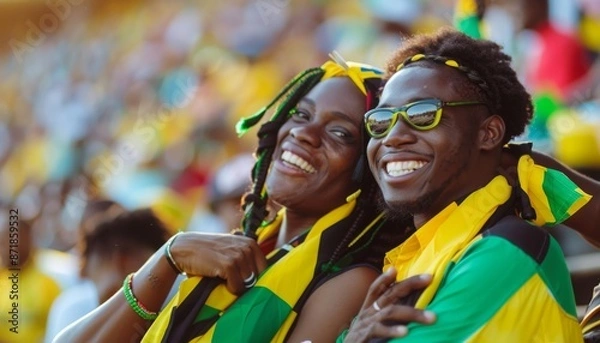 Obraz Jamaican Fans in Stands at Sporting Event