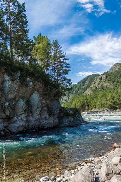Fototapeta Confluence Katun and Chemal