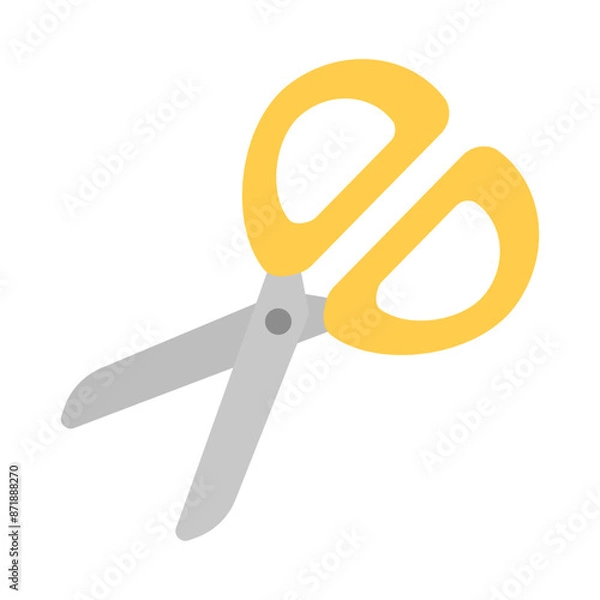 Fototapeta Flat design yellow scissors icon. Vector.
