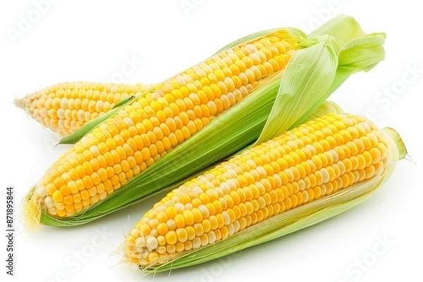 Obraz Fresh corn on white background with clipping path