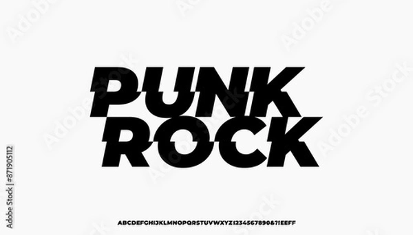 Fototapeta Fresh Music Styles Font. Punk Rock Font. Pop Punk. Uppercase and Number. For Fashion, Sports, Urban Design, Vector illustration.