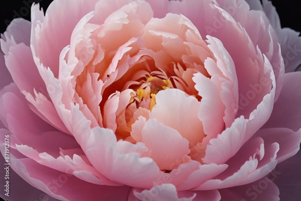 Obraz Watercolor pink gold flower abstract mural, peonies, tulips, rose, large delicate voluminous flowers, background, wallpaper, generative AI