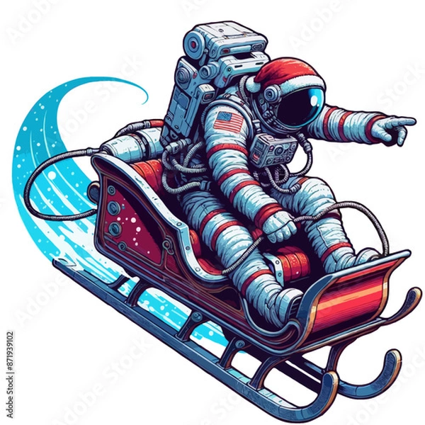 Obraz astronaut as christmas man on a sleigh