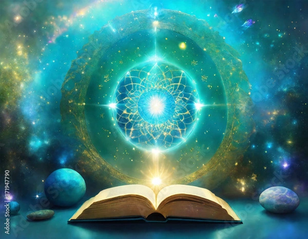 Obraz Holy Book - Magic Book - Akasha reading - Universe - AI generated
