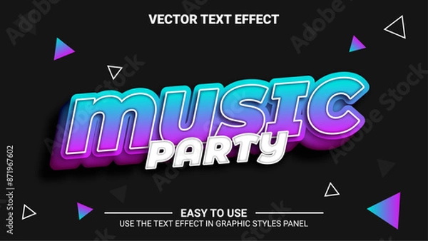 Fototapeta 3d music party editable text effect