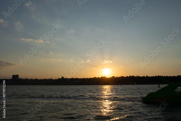 Fototapeta sunset over the river