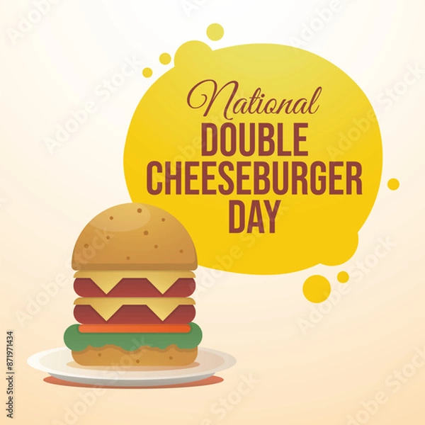 Fototapeta National Double Cheeseburger Day. Flat art design. Good for celebration template usage. eps 10.