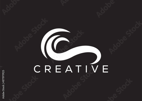 Fototapeta Minimal and professional Ocean wave logo design template