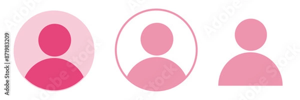 Fototapeta 人物ピクトグラム　シルエット　アイコン 上半身アバター　丸囲みセット	