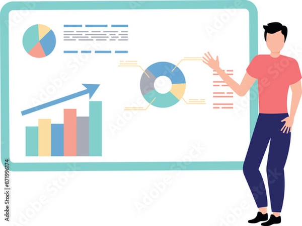 Fototapeta Boy showing chart graph.