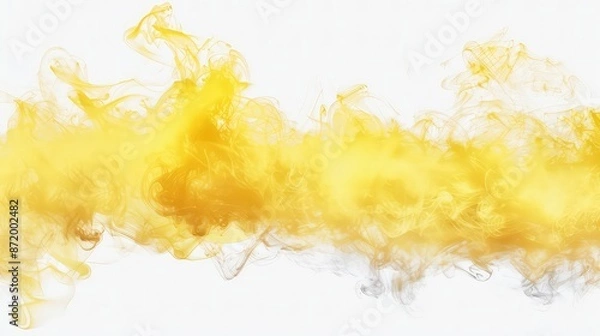 Fototapeta yellow solid smoke isolated on transparent background cutout. Generative AI