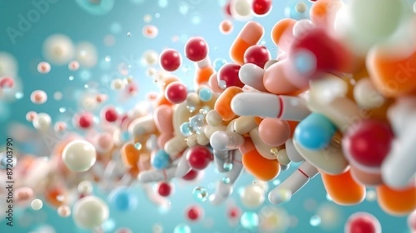 Fototapeta Realistic 3D abstract background depicting bacterial pathogenesis, a minimalist design