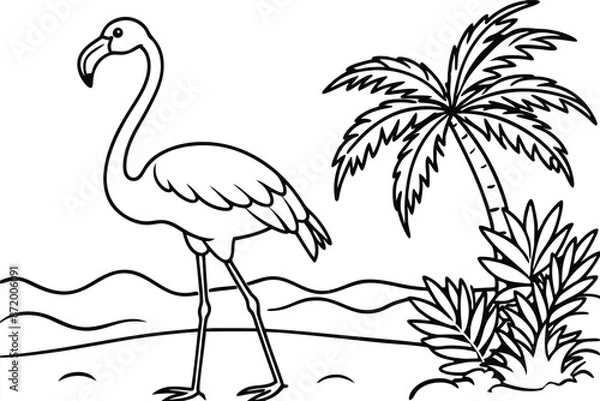 Fototapeta Funny Flamingo Beach Summer Clipart Pack