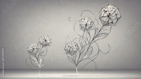 Fototapeta Floral design template with copyspace. Abstract modern floral background design template. AI generated image