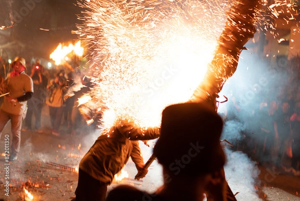Fototapeta Torch war festival that held on jepara,central java