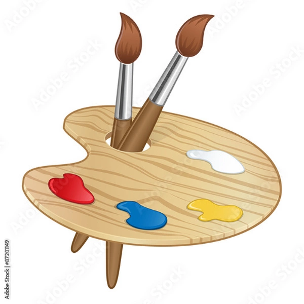 Obraz Paleta de pintura con pinceles