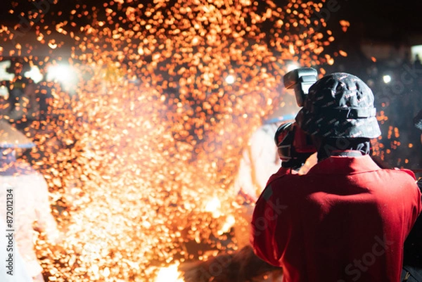 Fototapeta Torch war festival that held on jepara,central java