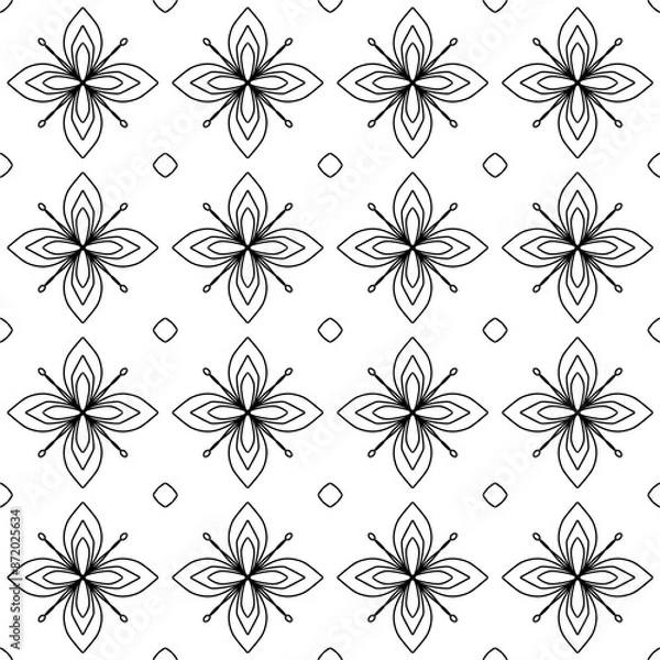 Obraz seamless floral pattern black line