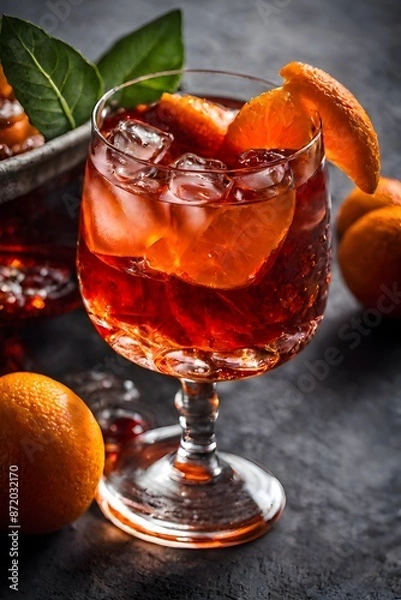 Obraz Vivid Close-Up Shot of Refreshing Negroni Cocktail