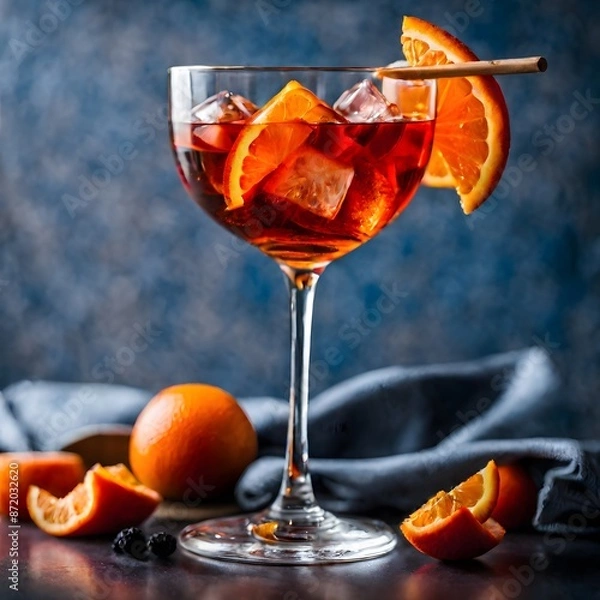 Obraz Vivid Close-Up Shot of Refreshing Negroni Cocktail