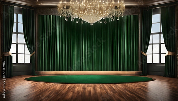 Obraz stage with green curtains