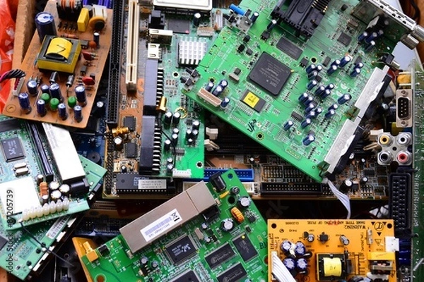 Fototapeta Old electronics mainboards in private collection