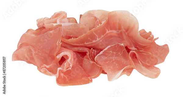 Fototapeta Sliced ​​pork, smoked cut out isolated transparent background