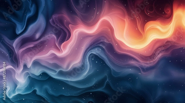 Fototapeta An abstract swirling pattern containing blue and pinks. Desktop background inspired by a nebula. 