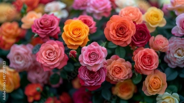 Obraz Colorful Bouquet of Roses, Vibrant Flower Field