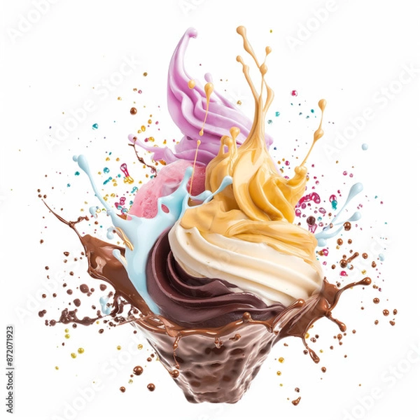 Obraz Colorful ice cream splash isolated