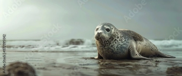 Fototapeta A Seal Basking On The Shore,High Resolution, Ultra HD